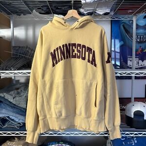 Vintage Minnesota Golden Arch Logo Hoodie Sweatshirt Mens Reverse Weave Size L